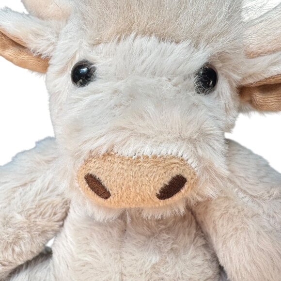 Theorbi Scottish Highland Cow Plush Stuffed Animal Sound Toy 10 inch White Beige - Picture 3 of 6